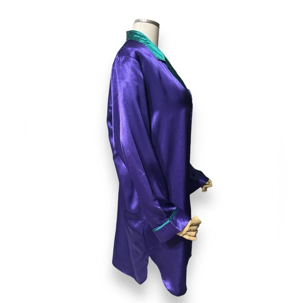 VICTORIA’S SECRET Green & Purple Gold Label Oversized Satin Button Down …